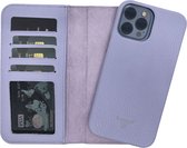 Dutchic Lederen Apple iPhone 14 Pro Hoesje (Tweedelige ontwerp: Book Case / Hardcase - II Purple)