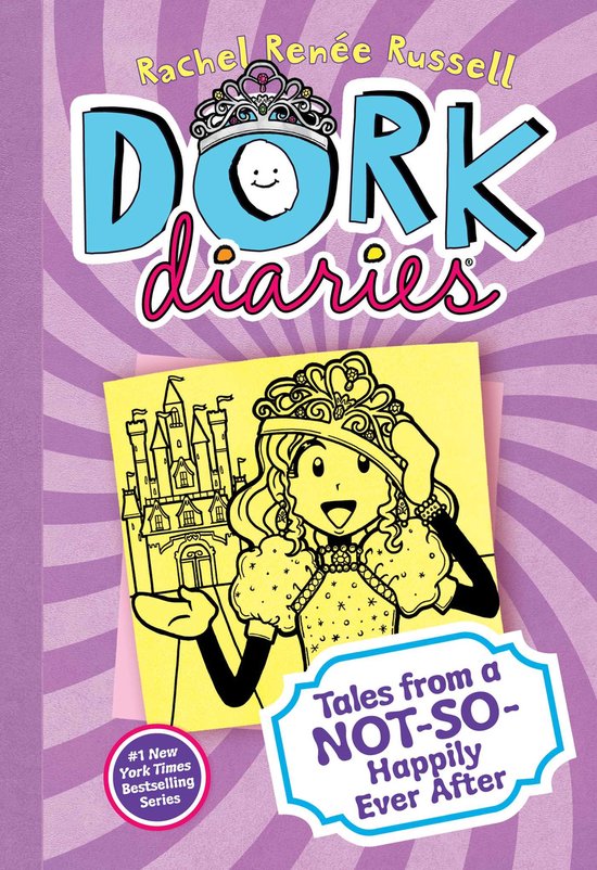 Boekomslag van 'Dork Diaries: Tales from a Not-So-Happily Ever After' met een getekend meisje in een tiara.