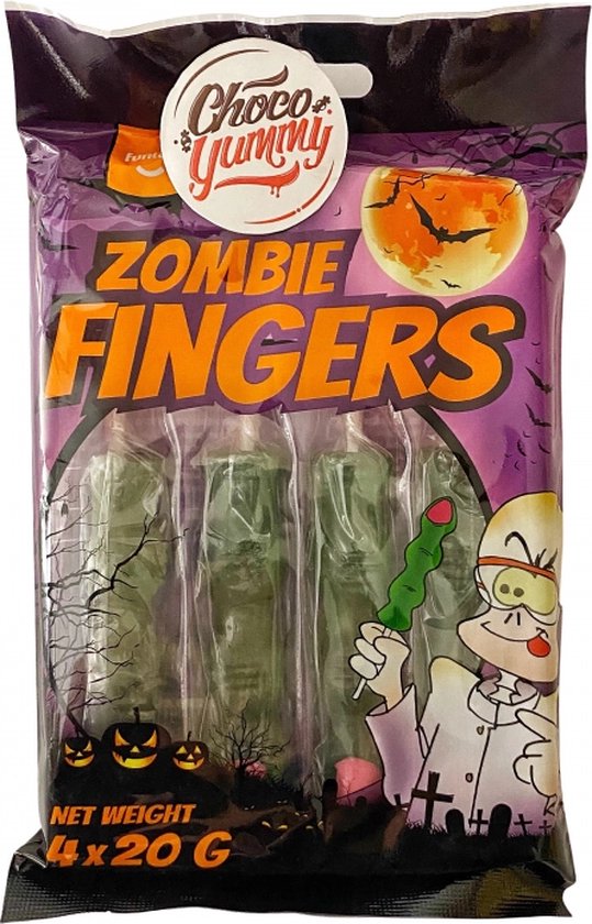 Halloween snoep Zombie Fingers lollies 80 gram