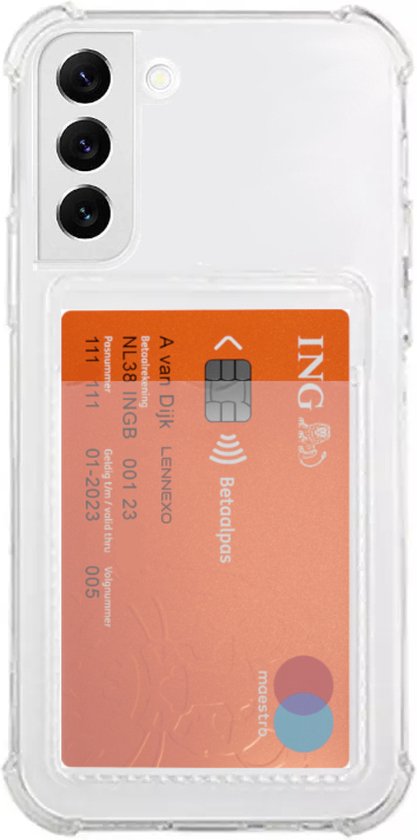 Coque Samsung S22+ Lennexo avec porte-cartes | Étui en Siliconen transparent | Boîtier antichoc | Coque antichoc adaptée pour Samsung S22+ (Plus)
