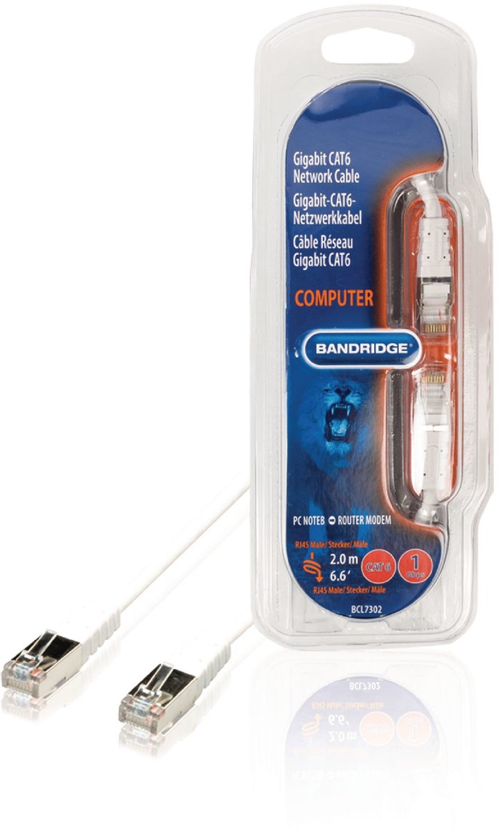 Bandridge premium F/UTP CAT6 Gigabit netwerkkabel / wit - 2 meter