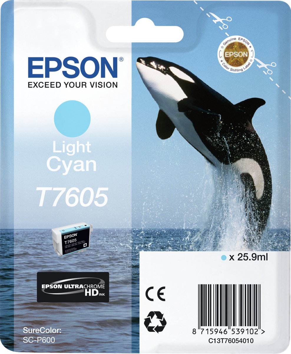 Epson T7605 Orb-cartridge licht cyaan