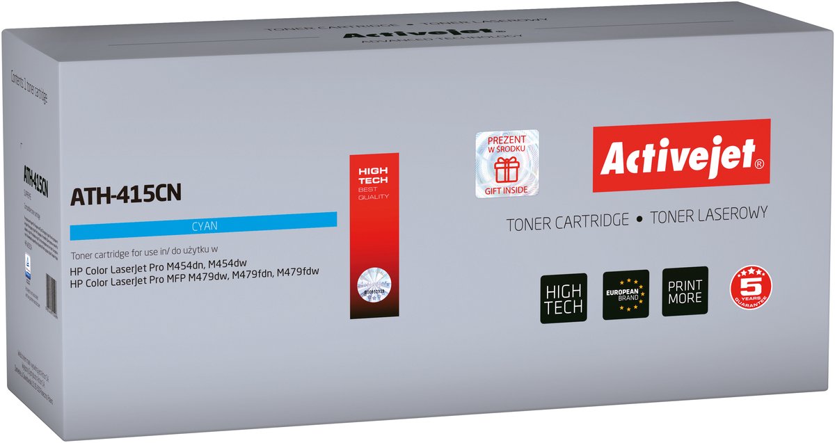 Image of Activejet ATH-415CN Tonercartridge voor HP; Vervanging HP 415A W2031A; Supreme; 2100 pagina's; Blauw, met chip