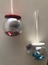 2dlg set van gevulde onbreekbare kerstballen met sterren en glitter gevulde kersthanger