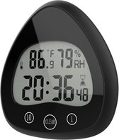 Minuterie de douche - Réveil de douche - Horloge de douche - Humidité - Avec ventouse - Numérique - LCD - Réglable - Plastique - Noir