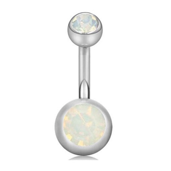 D.Bella 14g roestvrij staal gebogen buik bar voor mannen vrouwen, 1.6mm, Metaal, roestvrij staal
