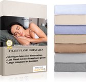 Bed Couture Velvet Flanel Hoeslaken - 100%  Gekamd Katoen - Hoge Hoek 30cm - Eenpersoons 100x200 cm -  Crème