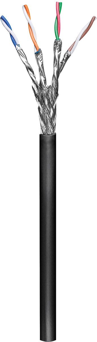 Goobay CAT 6 S/FTP 100m netwerkkabel Cat6 S/FTP (S-STP) Zwart