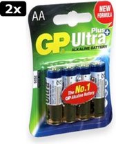 2x GP Ultra Plus Alkaline AA Mignon penlite, blister 4