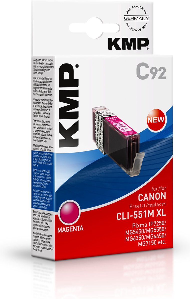 KMP Inkt vervangt Canon CLI-551M, CLI-551M XL Compatibel Magenta C92 1519,0006