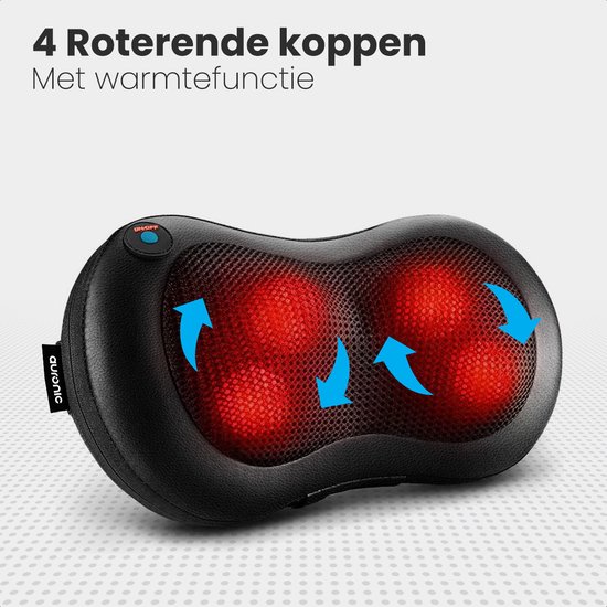 Auronic Draadloos Shiatsu Massage kussen - Elektrisch Nek en Rug Massage Apparaat - Infrarood Warmte Functie - Nekmassage - Zwart