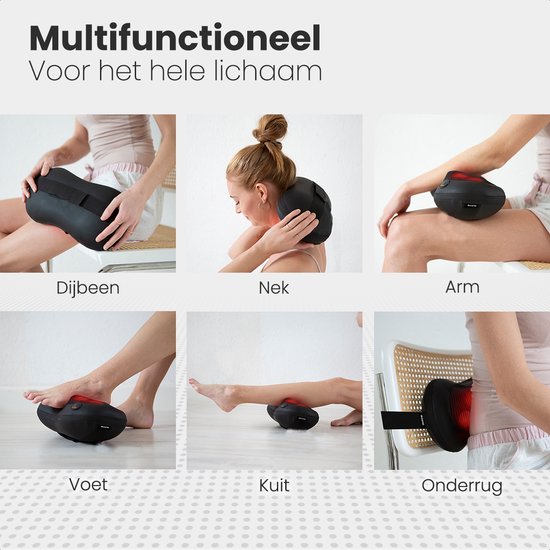 Auronic Draadloos Shiatsu Massage kussen - Elektrisch Nek en Rug Massage Apparaat - Infrarood Warmte Functie - Nekmassage - Zwart