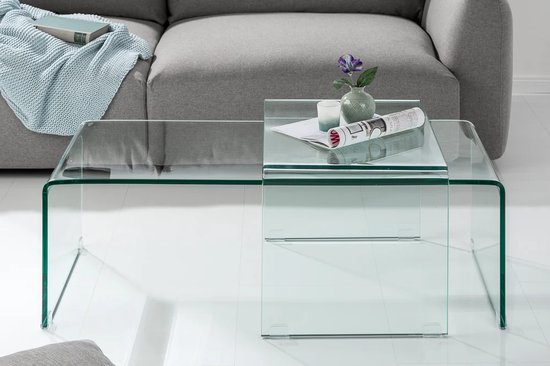 negatief Bende pindas Hoge kwaliteit set van 2 glazen salontafel FANTOME 100 cm transparant |  bol.com