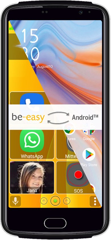 Beafon M7 Premium smartphone, senioren mobiele telefoon, SOS-noodoproepknop, veiligheidszone, touch display 5,5 inch (13,97 cm), 4G, kleur zwart