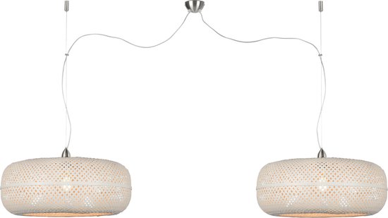 Lampe à suspension double Good & Mojo - PALAWAN - Bambou - Blanc - Produit avec ampoule: No.