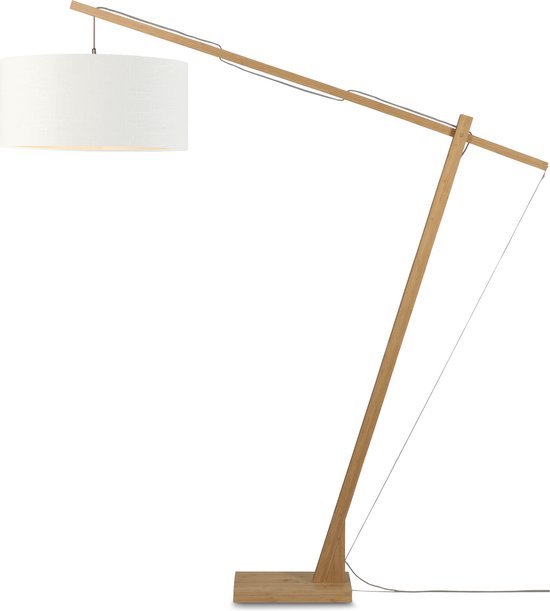 GOOD&MOJO Vloerlamp Montblanc - Bamboe/Wit - 175x60x207cm - Scandinavisch,Bohemian - Staande lamp voor Woonkamer - Slaapkamer