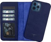 Étui bibliothèque amovible en cuir pour iPhone 13 Pro MAX de Dutchic - Blauw Marine