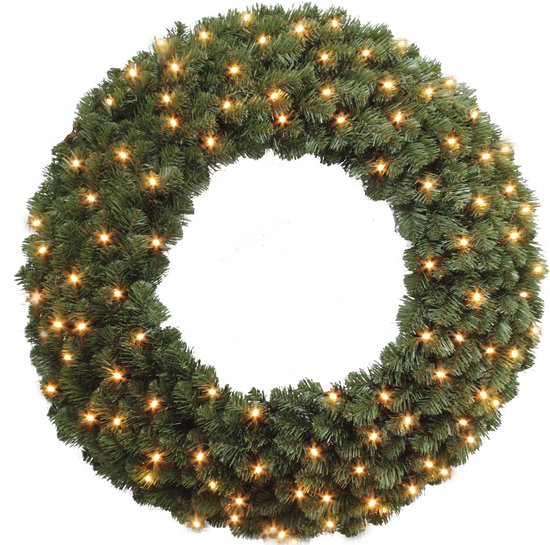 Kerstkrans Portland met ledverlichting 90cm