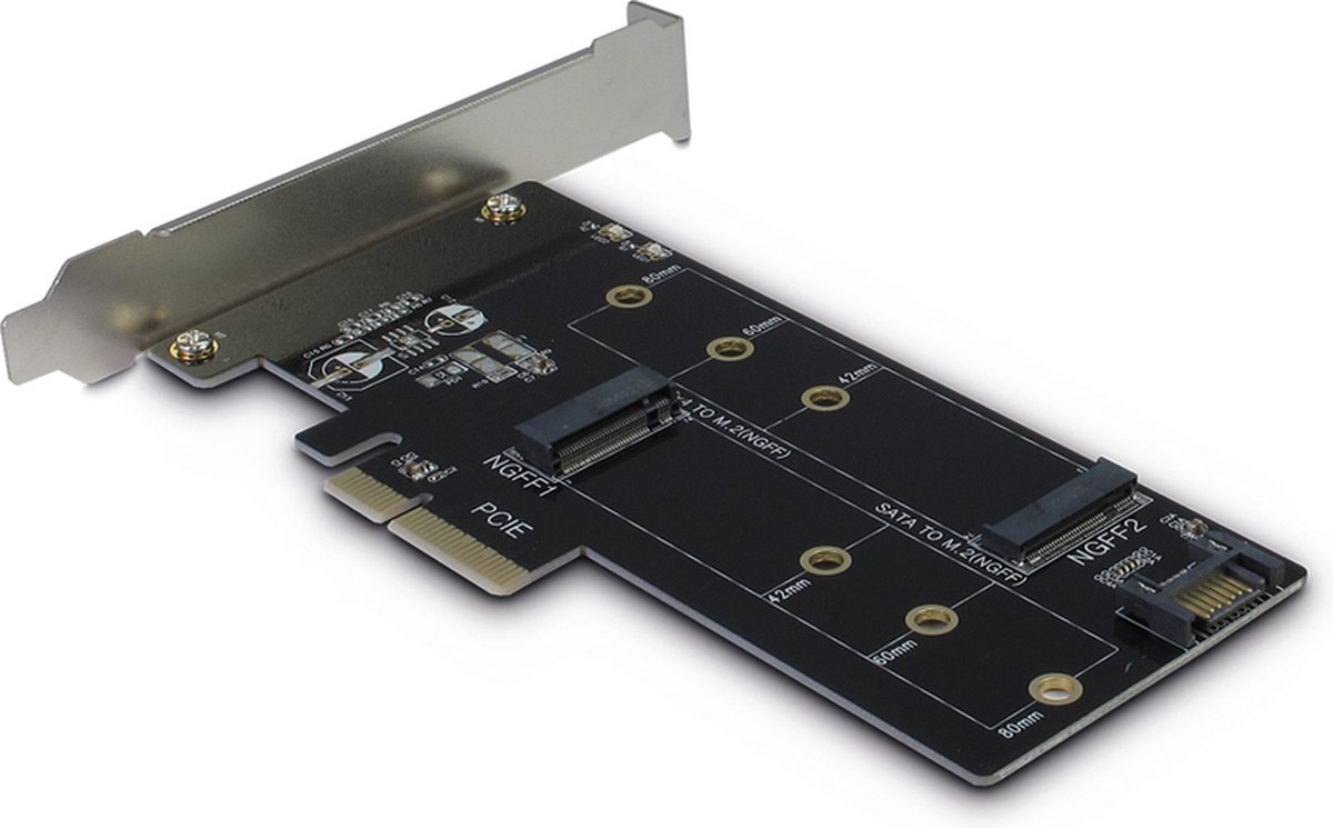 Adapter LP NVMe-->PCIe +M.2 SATA-->SATA Inter-Tech KT015