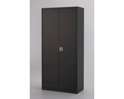 Draaideurkast Archiefkast Kantoorkast 180 x 80 x 38 Zwart  Metalen kast - Opbergkasten 2 deuren staal