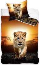 Leeuw dekbed - eenpersoons - dekbedovertrek Lion - 100%katoen - 140 x 200 centimeter