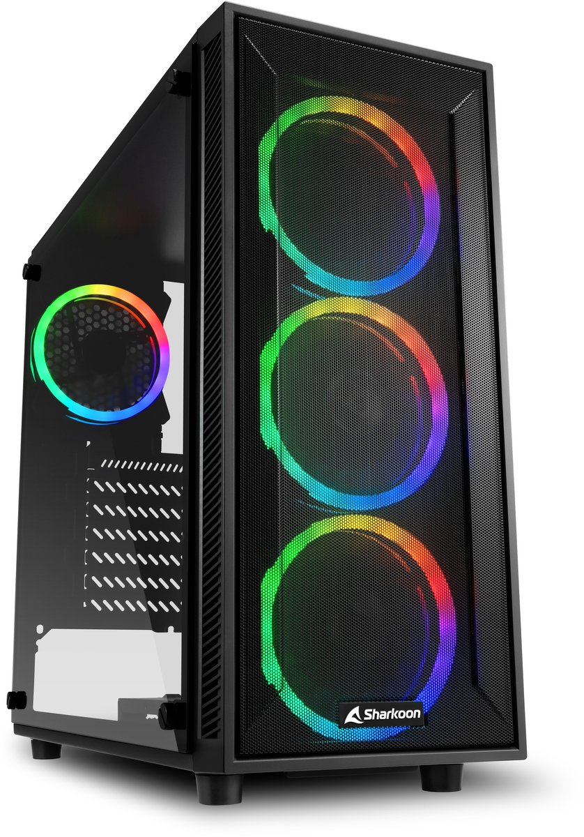 Sharkoon TG4M RGB- ATX - adresseerbare RGB - 2 x USB 3.0 - 1 x USB-C - Zwart