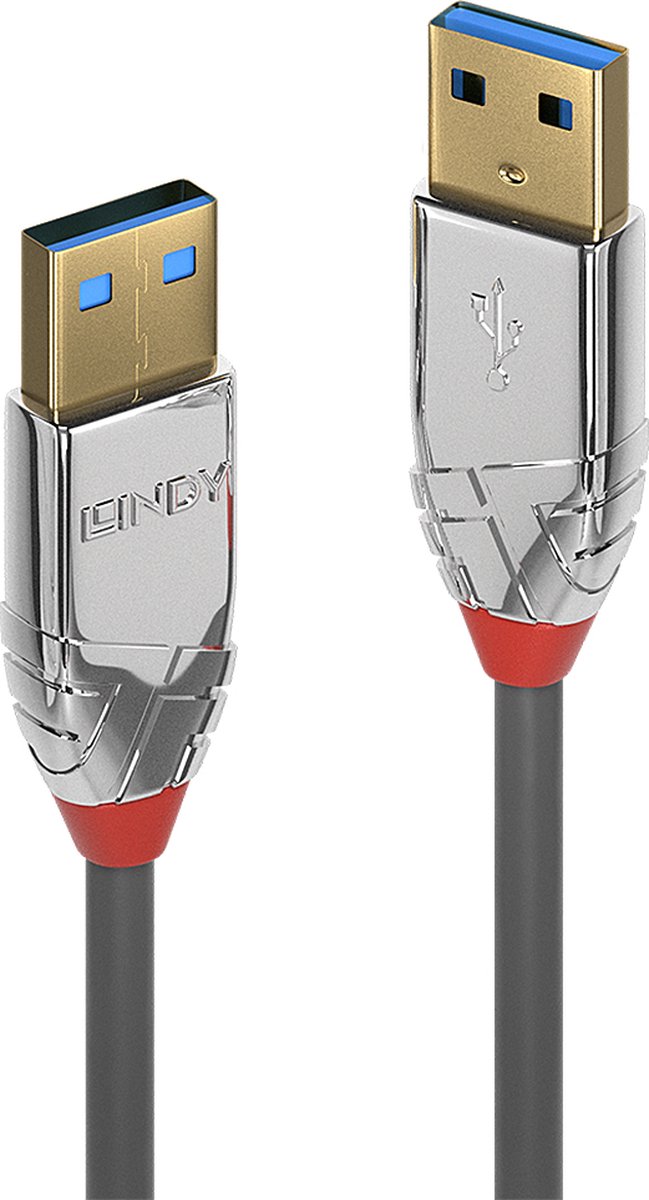 LINDY 36626 USB-kabel USB 3.2 Gen1 USB-A stekker, USB-A stekker 1.00 m Grijs