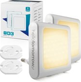 Dimbare Stopcontact Nachtlampjes voor Kinderen & Volwassenen - Babykamer - Warm Wit - 2 Stuks