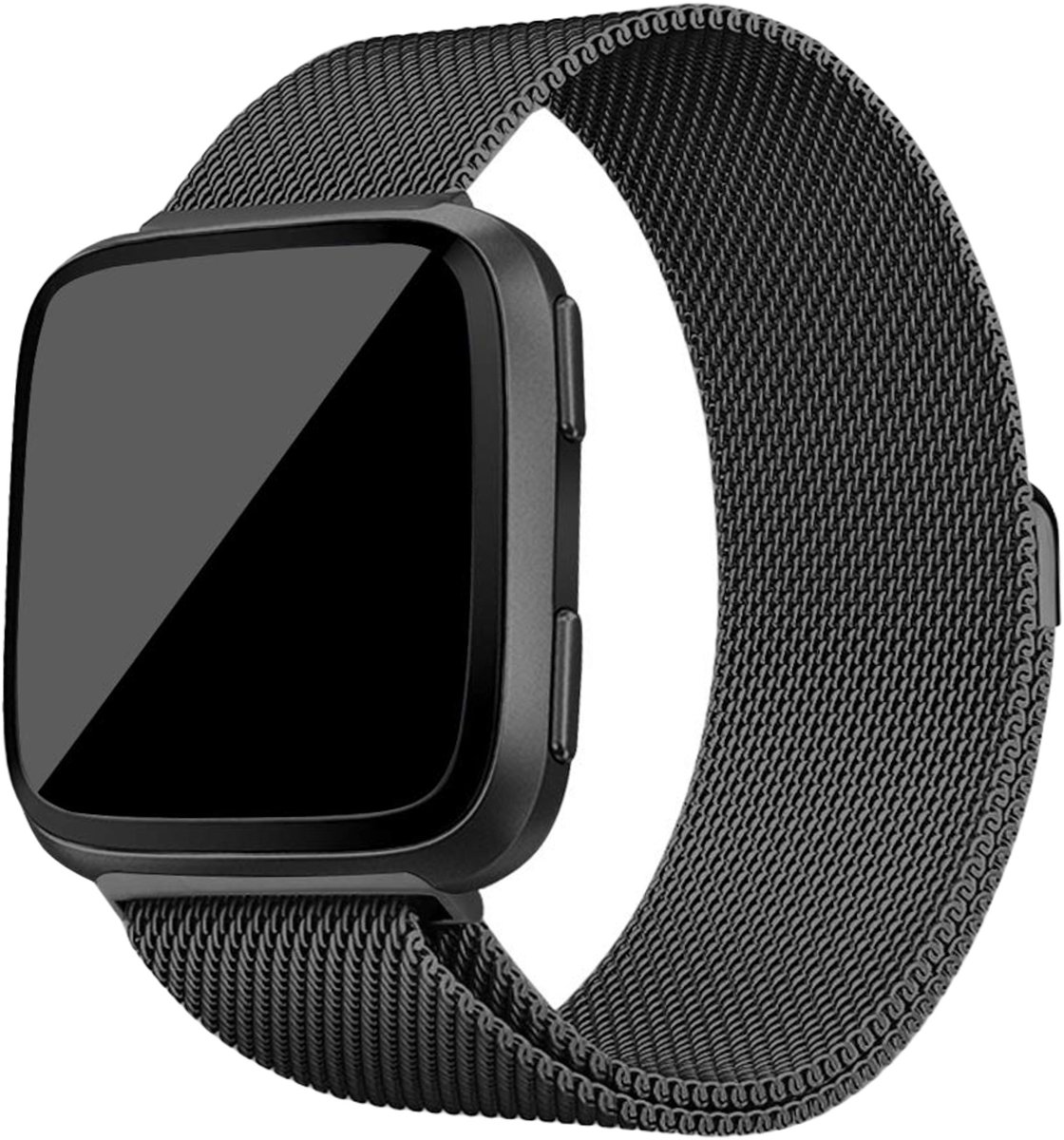 versa milanese band - zwart - Geschikt voor Fitbit - ML - Horlogeband Armband Polsband