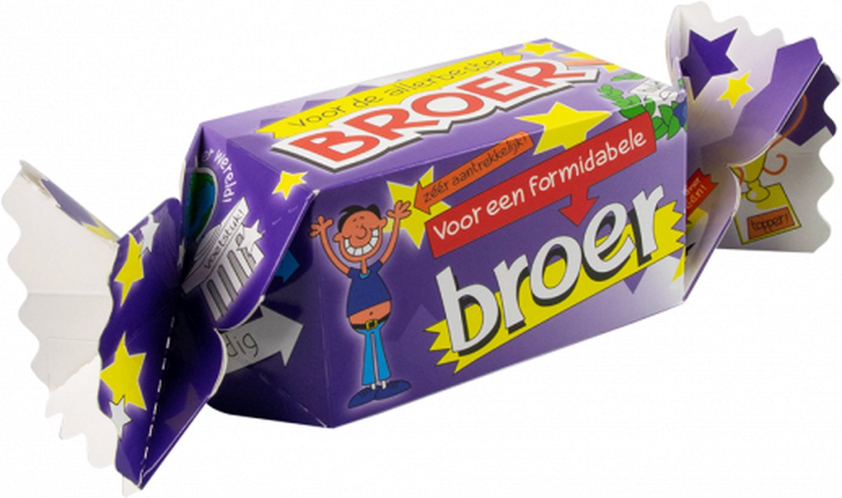 Snoeptoffee - Voor de allerbeste broer - Gevuld met  luxe verpakte toffees - In cadeauverpakking met gekleurd lint