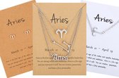 Bixorp Stars 5 Ram / Aries sieraden Zilverkleurig - Set van Sterrenbeeld Ketting + Oorbel + Armband