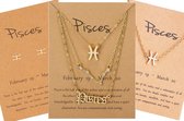 Bixorp Stars 5 Pêche / Bijoux Poissons Couleur or - Set de collier signe du zodiaque + boucle d'oreille + bracelet - Cadeau pour elle - Cadeau pour Saint Nicolas - Cadeau pour Noël