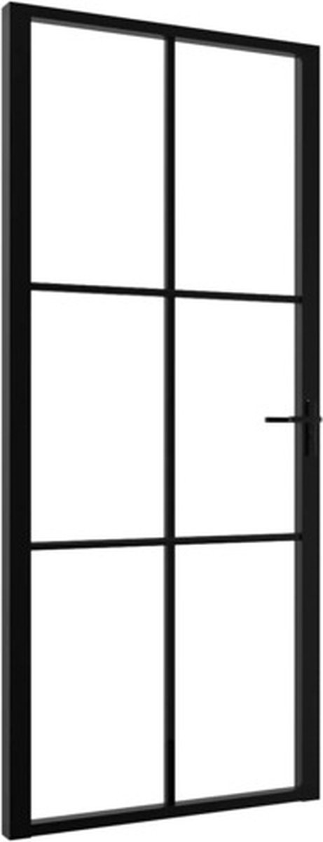 vidaXL - Binnendeur - 93x201,5 - cm - ESG-glas - en - aluminium - zwart