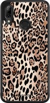 Casimoda® telefoonhoesje - Geschikt voor Huawei P Smart (2019) - Luipaard print bruin - Zwart TPU hoesje - Backcover - Bruin/beige - Luipaardprint