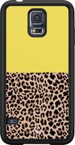 Casimoda® hoesje - Geschikt voor Samsung Galaxy S5 - Luipaard Geel - Zwart TPU Backcover - Luipaardprint - Geel