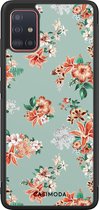 Casimoda® hoesje - Geschikt voor Samsung Galaxy A71 - Lovely Flowers - Zwart TPU Backcover - Tekst - Blauw