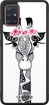 Casimoda® hoesje - Geschikt voor Samsung Galaxy A71 - Giraffe - Zwart TPU Backcover - Giraffe - Wit