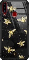 Casimoda® hoesje - Geschikt voor Samsung Galaxy A20s - Bee Yourself - Luxe Hard Case Zwart - Backcover telefoonhoesje - Zwart