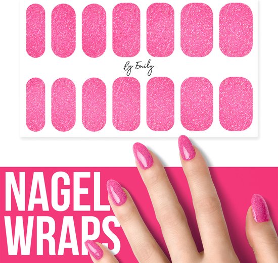 By Emily - Nagel wrap - Sparkly Violet Red | 14 stickers | Nail wrap | Nail art | Trendy | Design | Nagellakvrij | Eenvoudig | Nagel wrap | Nagel stickers | Folie | Zelfklevend | Sjablonen