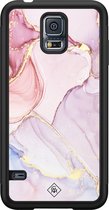 Casimoda® hoesje - Geschikt voor Samsung Galaxy S5 - Marmer roze paars - Zwart TPU Backcover - Marmer - Roze