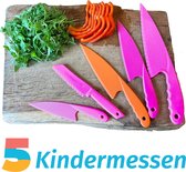 Brinkie® Kiddikutter  - 5 Stuks - Paars - Kindermessen - Veiligheid in huis - Kindermes - Kinderen Koken - Kinder mesjes