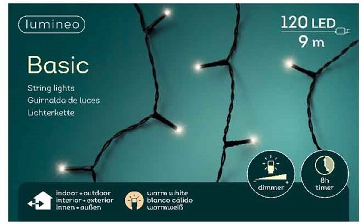Lumineo Kerstverlichting - 120 led lampjes - warm wit - 9 meter - lichtsnoer - kerstlichtjes - kerstboomverlichting – foto 7