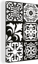 Canvas - Schilderij - Design - Bloemen - Natuur - Zwart - Wit - Schilderijen op canvas - 80x120 cm - Canvas doek - Woonkamer - Woondecoratie
