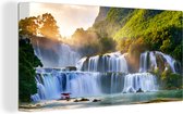 Canvas - Waterval - Zon - Natuur - Bomen - Schilderijen op canvas - Foto op canvas - Canvas schilderijen natuur - 80x40 cm