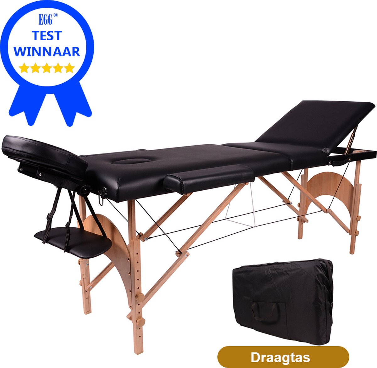 Alora Massagetafel Zen Budget - Max. Draagvermogen 250 KG - 8 Hoogtestanden - Incl. Opbergtas - Houten Onderstel - massage bed - Alora