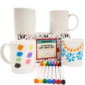 TWIDDLERS Lot de 4 tasses à peindre et 7 marqueurs en céramique – Décorez votre propre projet d'artisanat de tasse pour les Enfants – Excellent cadeau pour la fête des mères/ Vaderdag