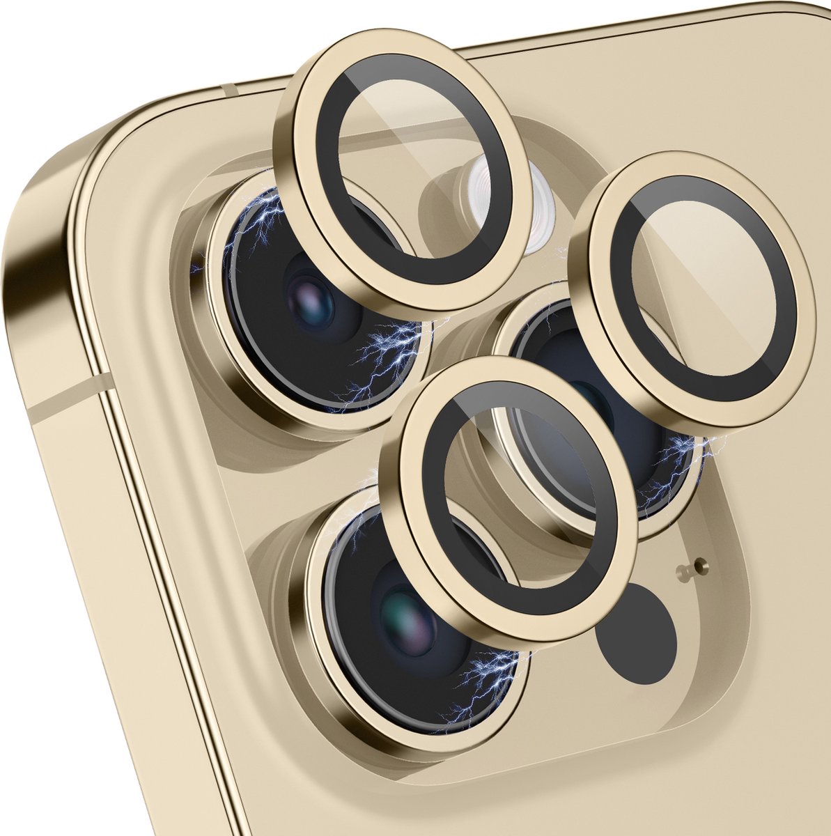 iPhone 14 Pro / 14 Pro Max Camera Lens Screen protector - Goud - Eenvoudige Installatie - Camera Protector iPhone 14 Pro - Roestvrij Staal - Gehard Glas - Screenprotector
