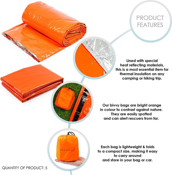 Bramble Noodslaapzak 213 X 91 Cm Polyetheen Oranje 5 Stuks van Bramble. — afbeelding 4