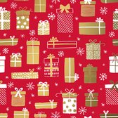 Papier Cadeau Noël Cadeaux Or Rouge - Largeur 60 cm - Longueur 200m