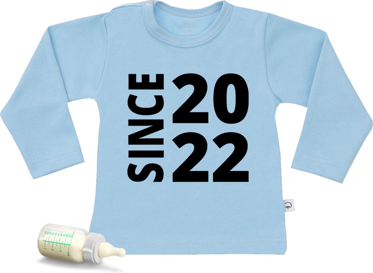 Baby t Shirt Since 2022 - Blauw - Lange mouw - Maat 86/92